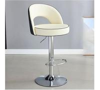 LMMSHA PU Leather Adjustable Swivel Bar Stool Kitchen Stools with Backs Black Silver Metal Dining Island Chair for Home(White,62-82cmSilver Legs)