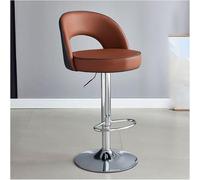 LMMSHA PU Leather Adjustable Swivel Bar Stool Kitchen Stools with Backs Black Silver Metal Dining Island Chair for Home(Brown,62-82cmSilver Legs)