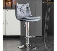 LMMSHA PU Leather Bar Stool 80cm 24 32inch Adjustable Swivel Chair Counter Height Bar-Stool with Footrest and Back(H,Silver Leg)