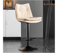 LMMSHA PU Leather Bar Stool 80cm 24 32inch Adjustable Swivel Chair Counter Height Bar-Stool with Footrest and Back(D,Black Leg)