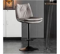 LMMSHA PU Leather Bar Stool 80cm 24 32inch Adjustable Swivel Chair Counter Height Bar-Stool with Footrest and Back(E,Black Leg)