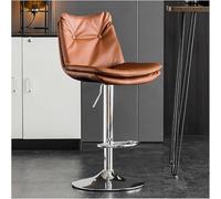 LMMSHA PU Leather Bar Stool 80cm 24 32inch Adjustable Swivel Chair Counter Height Bar-Stool with Footrest and Back(B,Silver Leg)