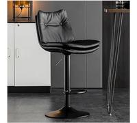 LMMSHA PU Leather Bar Stool 80cm 24 32inch Adjustable Swivel Chair Counter Height Bar-Stool with Footrest and Back(F,Black Leg)