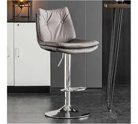 LMMSHA PU Leather Bar Stool 80cm 24 32inch Adjustable Swivel Chair Counter Height Bar-Stool with Footrest and Back(E,Silver Leg)