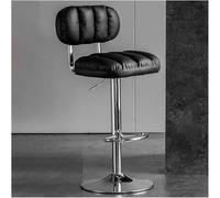 LMMSHA PU Leather Bar Stool Adjustable Swivel Bar-Stool with Back and Arms Thickened Sponge Filling Airlift Counter(Black)