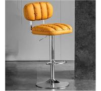 LMMSHA PU Leather Bar Stool Adjustable Swivel Bar-Stool with Back and Arms Thickened Sponge Filling Airlift Counter(Yellow 1)