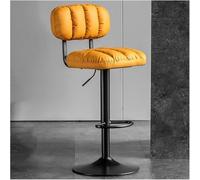LMMSHA PU Leather Bar Stool Adjustable Swivel Bar-Stool with Back and Arms Thickened Sponge Filling Airlift Counter(Yellow)