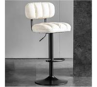 LMMSHA PU Leather Bar Stool Adjustable Swivel Bar-Stool with Back and Arms Thickened Sponge Filling Airlift Counter(White)