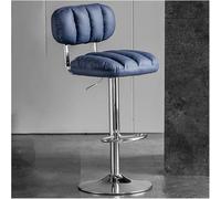 LMMSHA PU Leather Bar Stool Adjustable Swivel Bar-Stool with Back and Arms Thickened Sponge Filling Airlift Counter(Blue 1)