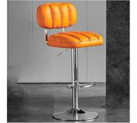 LMMSHA PU Leather Bar Stool Adjustable Swivel Bar-Stool with Back and Arms Thickened Sponge Filling Airlift Counter(Orange 1)