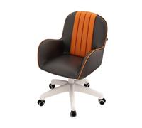 LMMSHA PU Leather Desk with Arms - Upholstered Home Office Computer Gaming, Swivel Rolling Vanity Chair for Study, Bedroom Progress,D