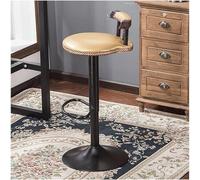 LMMSHA Retro Adjustable Kitchen Stools with Backs Dining Chair PU Leather Bar Stool Footrest 60 80cm Height and Swivel(Beige)