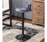 LMMSHA Retro Adjustable Kitchen Stools with Backs Dining Chair PU Leather Bar Stool Footrest 60 80cm Height and Swivel(Blue)