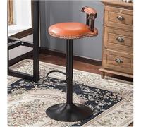 LMMSHA Retro Adjustable Kitchen Stools with Backs Dining Chair PU Leather Bar Stool Footrest 60 80cm Height and Swivel(Orange)