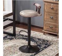 LMMSHA Retro Adjustable Kitchen Stools with Backs Dining Chair PU Leather Bar Stool Footrest 60 80cm Height and Swivel(Grey)