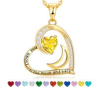 LMMSHA Romantic Birthstone Heart Necklace - Jewelry for Her Gifts