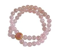 LMMSHA Rose Quartz Bracelet Double Layer Crystal Bracelet Chakra Gems Feng Shui Wealth Bracelet Pink Love Amulet Luxurious Vacation Jewelry Prosperity Luck Money, 65778468/2119