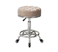 LMMSHA Round Rolling Stool PU Leather Height Adjustable Swivel Drafting Work SPA Shop Salon Stools with Wheels Office Chair Small,F