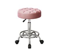 LMMSHA Round Rolling Stool PU Leather Height Adjustable Swivel Drafting Work SPA Shop Salon Stools with Wheels Office Chair Small,E
