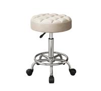 LMMSHA Round Rolling Stool PU Leather Height Adjustable Swivel Drafting Work SPA Shop Salon Stools with Wheels Office Chair Small,L