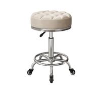 LMMSHA Round Rolling Stool PU Leather Height Adjustable Swivel Drafting Work SPA Shop Salon Stools with Wheels Office Chair Small,P