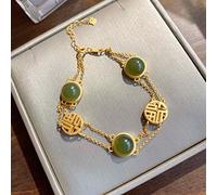 LMMSHA S925 Silver Hetian Jade Antique Bracelet Creative AllMatch Auspicious Fu Character Female Temperamental Brace