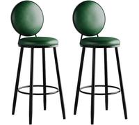 LMMSHA Set of 2 PU Leather Bar Stools, Counter with Back, Upholstered Chairs, High for Kitchen Island(Green,Sitting Height 65cm)