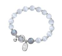 LMMSHA Silver Fu Brand Stone Hand String Fresh Sen Bell Bracelet