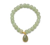 LMMSHA Silver Round Pearl Jade Hand Ornaments Female National Wind Water Drop Pendant and Jade Bracelet