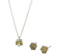 LMMSHA Silver Zirconia Pendant & Stud Earrings Set for Women - Elegant Bridal Gift