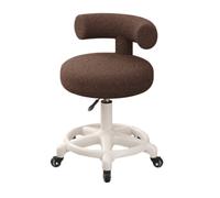 LMMSHA Small Desk Round Rolling Height Adjustable Swivel Vanity Work Computer Stool Chair for Home Office Bedroom,L