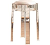 LMMSHA Stackable with Leather Seat,Transparent Acrylic Bar Stools, Armless Counter Chair,Sturdy(White)