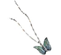 LMMSHA Sterling Silver Butterfly Choker for Women with Blue Crystal Pendant