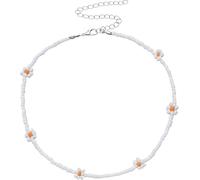 LMMSHA Sterling Silver Colorful Beaded Necklace Women Choker Vintage Boho Daisy Bead Strand Rainbow Jewelry