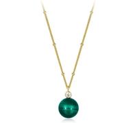 LMMSHA Sterling Silver Pendant Necklace - Elegant Zircon Round Malachite Gift for Women