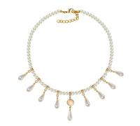 LMMSHA Stylish Short Beaded Adornment Necklace with Pearls Fringe Pendant Unique Neckchains Charm for Gatherings