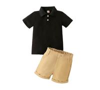 LMMSHA Summer Clothes Outfits Toddler Boy Polo Short Sleeve Solid Elastic Waisted Clothing Suit Casual T Shirt Tops Shorts Set 1-6 Years