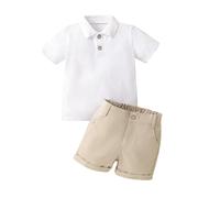 LMMSHA Summer Clothes Outfits Toddler Boy Polo Short Sleeve Solid Elastic Waisted Clothing Suit Casual T Shirt Tops Shorts Set 1-6 Years