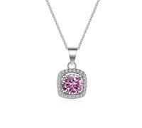 LMMSHA Surprise Valentine's Day with D Color Micro-Inlaid Moissanite Pendant Necklaces - Women’s Square Necklace