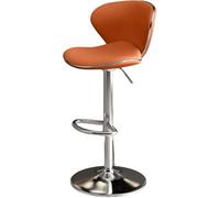 LMMSHA Swivel Bar Stools Seat Adjustable Height 63 83cm Bar-stools with Back Amp Footrest PU Leather Upholstered Counter Chairs(Orange,63-83cm Silver Legs)