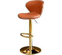 LMMSHA Swivel Bar Stools Seat Adjustable Height 63 83cm Bar-stools with Back Amp Footrest PU Leather Upholstered Counter Chairs(Orange,63-83cm Golden Legs)