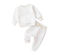LMMSHA Toddler Clothes Outfits Unisex Cotton Pullover Sweatshirt Tops Pants Boy Girl Casual Tracksuit Spring Fall Clothing Set