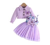 LMMSHA Toddler Girls Dress and Coat Set 2PCS Honeybee Print Tutu Dresses Long Sleeve Lapel Cardigan Girl Clothes Outfits
