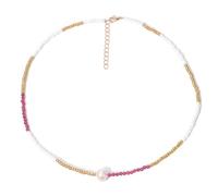 LMMSHA Trend Chain Jewellery Natural Stone Small Blue Evil Eye Pendant Necklaces Seed Beads Pearl Charm Necklace For Women Men