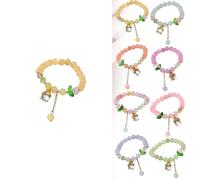 LMMSHA Tulip Glass Bead Bracelet, Chinese Style Jade Bead Bracelet, Classic Adjustable Bracelet for Women, Daily Wear