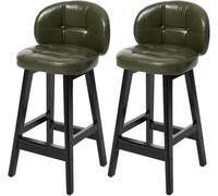 LMMSHA Vintage Bar Stools Set of 2 Updated Thickened Upholstered Faux Leather Counter Height Bar-stools with Backs Sturdy Metal(E,65cm/25.5inch)