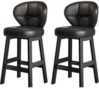 LMMSHA Vintage Bar Stools Set of 2 Updated Thickened Upholstered Faux Leather Counter Height Bar-stools with Backs Sturdy Metal(B,65cm/25.5inch)