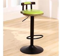 LMMSHA Vintage Bar Stools with Deep Button Tufting Counter Height Swivel Stool Wooden Back Oil Wax Leather Seat Kitchen Island(Green)