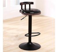 LMMSHA Vintage Bar Stools with Deep Button Tufting Counter Height Swivel Stool Wooden Back Oil Wax Leather Seat Kitchen Island(Black)