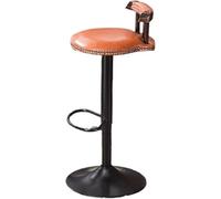 LMMSHA Vintage Bar Stools with Deep Button Tufting Wooden Kitchen Stool Sturdy Black Metal Legs Height Adjustable 20cm and (Orange)